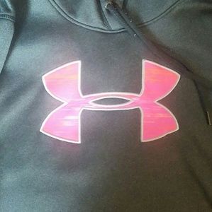 Pink under armour logo hoodie